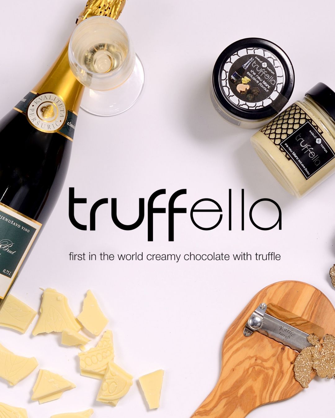 Truffella Blanc - Creme aus weisser Schokolade und schwarzem Trüffel (90g)